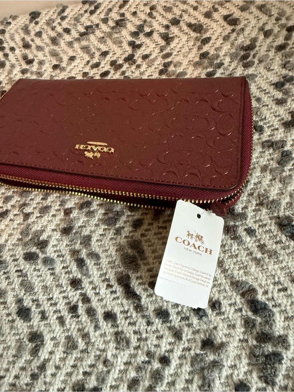 Coach Embossed Zip Wallet in Deep Wine - Picture 5 of 5